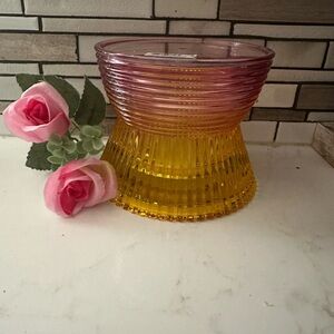 Bath & Body Works Pink and Yellow Candle Holder